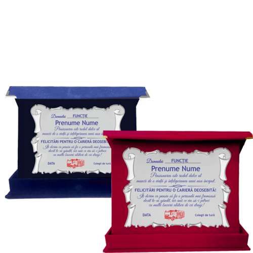 Pompier - Placheta Pensionare Cutie Plus Albastra/Bordo