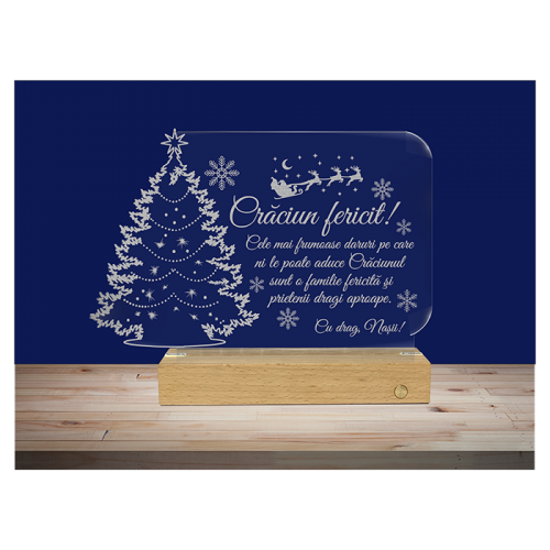 Trofeu Sticla Acrilica Stiplex - Craciun Fericit