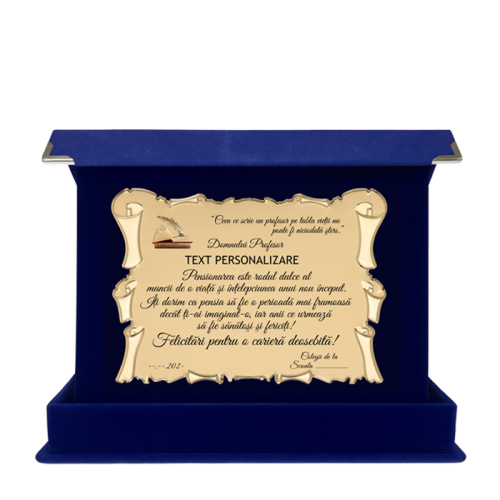 Profesor - Placheta Pensionare Cutie Plus Albastra