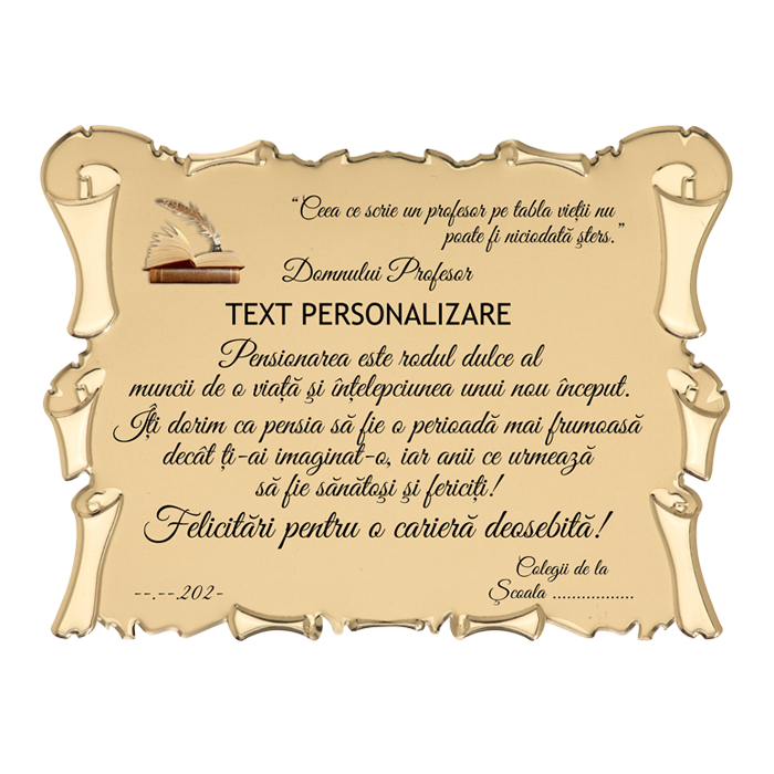 Profesor - Placheta Pensionare Cutie Plus Albastra